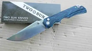 TwoSun TS598 - Gmascus BLUE, Sandvik 14C28N Stonewash