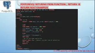 POSTGRESQL RETURING FRON FUNCTION, RETURN  & RETURN NEXT EXAMPLES #VD61
