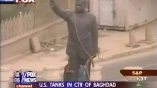 News - Iraq War - Part 1 - Tape 19 - Soldiers Join Effort to Bring Down Statue - 9 Apr 2003