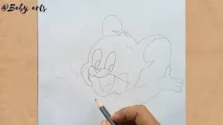Cute happy Jerry with smile / Tom and jerry drawing cartoon / easy drawing  jerry