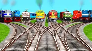 🎱 Rails Crossing On Bumpy Branched & Curved Railroad Tracks | train videos | train simulator classic