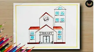 How to Draw a Library House Scenery || My Book House Drawing || Pencil Drawing || Library Drawing