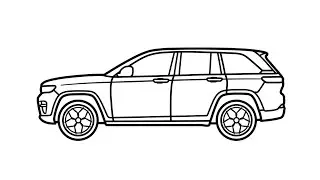 How to draw a JEEP GRAND CHEROKEE 2022 easy | Drawing jeep grant cherokee L suv car from the side