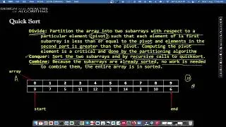 The quick sort algorithm