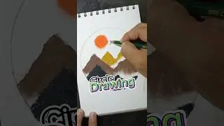 Circle drawing pemandagan alam #drawing #simpledrawing #oilpasteldrawing #aesthetic