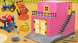 DIY Mini Tractor Making Two-Story Modern Bricks House Science Project | Mini Construction