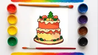 How to draw CHristmas Cake easily #drawing #painting #howtodraw #art #christmascake