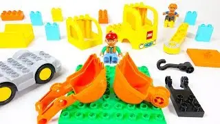 Building Blocks Toys for Children: Duplo Construction Set with Dump Truck + Excavator Crane
