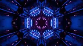 1 hour 4k metallic blue color neon tunnel  abstract tunnel background video loop 4k animation live