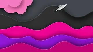 Abstract Pink Purple Gradient Waves with Shark & Cloud Seamless Motion Background Loop 4K 60FPS