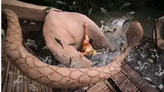 beautiful girl building mud house on river 