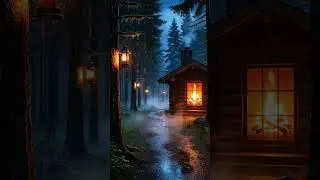 Forest Path to the Cabin &ndash; Rain & Lantern Light Ambience | Cozy Night Walk Through the Woods