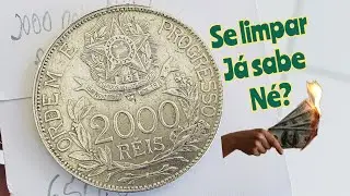R$ 3000,00; Moeda 2000 R&eacute;is ano 1912, data rara e valiosa, valores alt&iacute;ssimos de cat&aacute;logo.