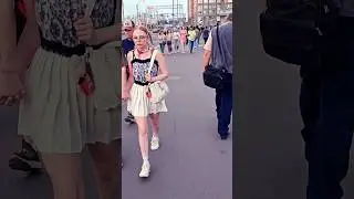 travel walking,  mini skirt girls tiktok, summer ☀️ walk,  Beautiful Girls 😍 #citywalk #4k