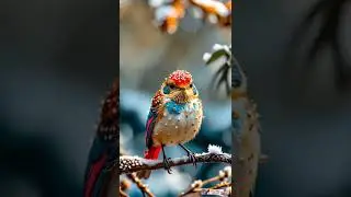 🚀 Vibrant Winter Bird in a Frosty Wonderland | #shorts #birds #oiseau #nature #aibirds #birdspecies