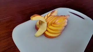 Slicing an apple to make a swan garnish | food art asmr