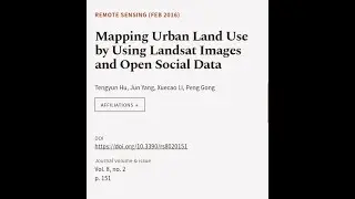 Mapping Urban Land Use by Using Landsat Images and Open Social Data | RTCL.TV