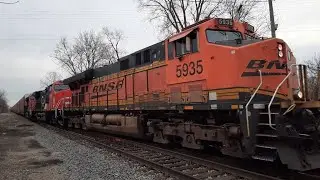 Canadian national Northbound 251 BNSF 5935+3348+2924 durand Michigan December 16 2023