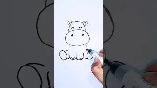 How to Draw a cute Hippo || Easy drawing #hippo #easydrawing #crayonkids #animalcharacter