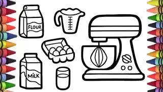 Dough mixer drawing, painting and colouring for kids and toddlers, easy drawing, how to draw