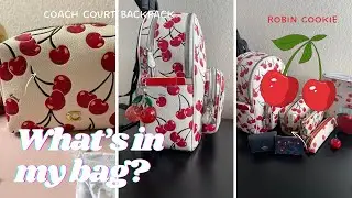 NEW COACH OUTLET 2025 CHERRY PRINT COURT BACKPACK: Must have Essentials& Cherry Wallet /Robin Cookie