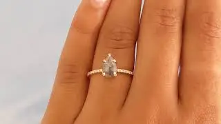 Salt and Pepper Diamond Engagement Ring, Pear Shaped Ring, 14k Rose Gold Wedding Ring