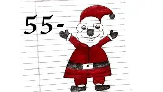 How to draw Santa Claus from number 55|Amazing Christmas drawing trick/Number Drawing 