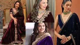 Latest Velvet Saree design ideas 2025 || How to style velvet Saree in Winter
