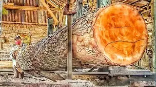 Transforming Large Mahogany Logs into High-End Interior Materials 🌳