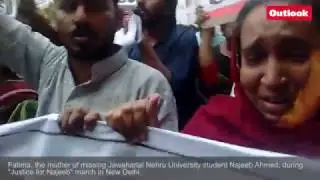 Students protest against government inaction in the case of missing JNU student Najeeb Ahmed