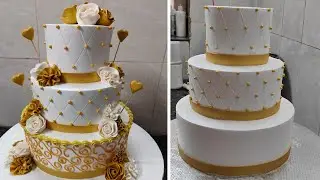 50th Anniversary Three Step Cake Design|Golden Jubilee Celebration Three Step Anniversary Cake Ideas