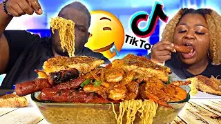 VIRAL TIKTOK SEAFOOD BOIL RAMEN!!! | HASHTAG THE CANNONS | MUKBANG EATING SHOW!!!