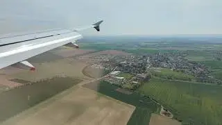 Landing in Prague Terminal 1 in a Lufthansa Airbus A320