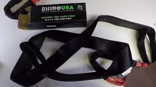 Rhino USA Tree Saver Winch Strap -Black Out- (3 in x 8 Ft) and 2 Anzio Soft Shackles (1/2 in rope)