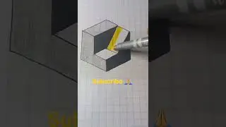 easy 3-D optical illusion drawing on graph paper #youtubeshorts #shorts #shortsvideo #artist #art