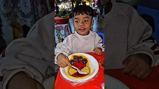 OunTop eating Spider Man pancake #viral #shorts #ountop
