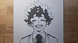 How to Draw Izuku Midoriya (Deku) Face Smile | Easy Anime Drawing for Beginner