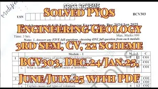 Engineering Geology Solved pyqs for CV stream BCV303, Dec.24/Jan.25 &  june/july.2025, with pdf