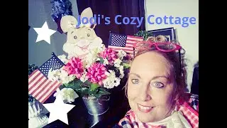 4th of July DIY  Decor Idea Patriotic  Bunny  / Wreath  Upgrade / Coffee Staining / Journey Pup Pic