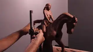 Horse and rider Godiva details. Removing the armature and adding drapery