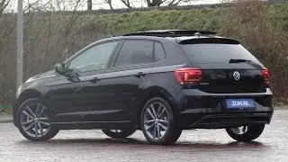 Volkswagen NEW Polo Highline 2019 Deep Black Pearl 17 inch Pamplona dark Walk around & inside detail