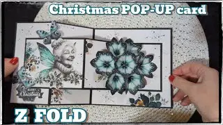 Happiness overload: vintage Christmas POP-UP CARD with 3D flowers and a hint of magic teal 🩵❄️🌨️