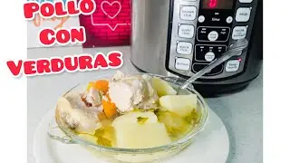Pollo con verduras en olla arrocera