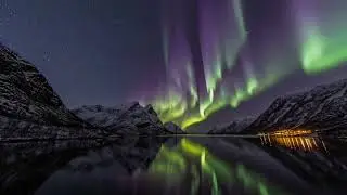 3 Hours of Northern Lights Over a Norwegian Fjord 🌌 Calm Night Atmosphere | No Music 