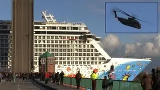 Ems&uuml;berf&uuml;hrung NORWEGIAN BREAKAWAY (Jann-Berghaus-Br&uuml;cke in Leer) - Ems conveyance