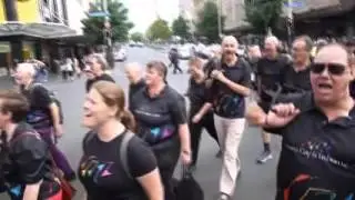 Qwire sings Home in the Auckland CBD