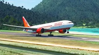 HIGH RISK TAKEOFF! Air India Boeing 777 Departs from a Small Airport