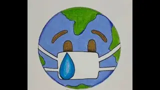 Drawing Earth wearing mask