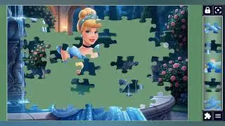 Cinderella by the Moonlit Fountain👑🎀👗🪩🌙🌌//jigsaw Challenge Hub🧩//Fun with puzzles🧩//