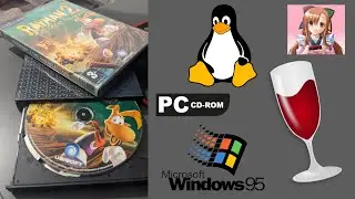 Windows 95 CD-ROM running under Linux with WINE.